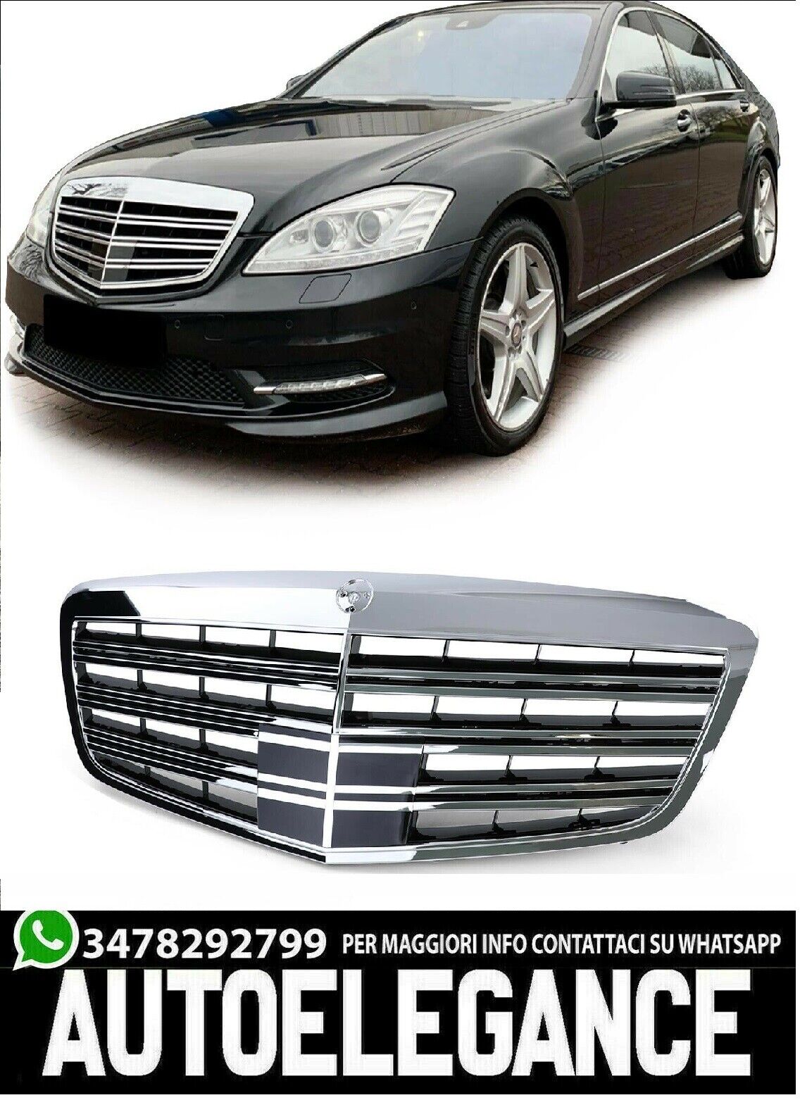 Gitter Heizk&ouml;rper Sport Chrom f&uuml;r Mercedes Classe S W221 Ohne Distronic 09-13