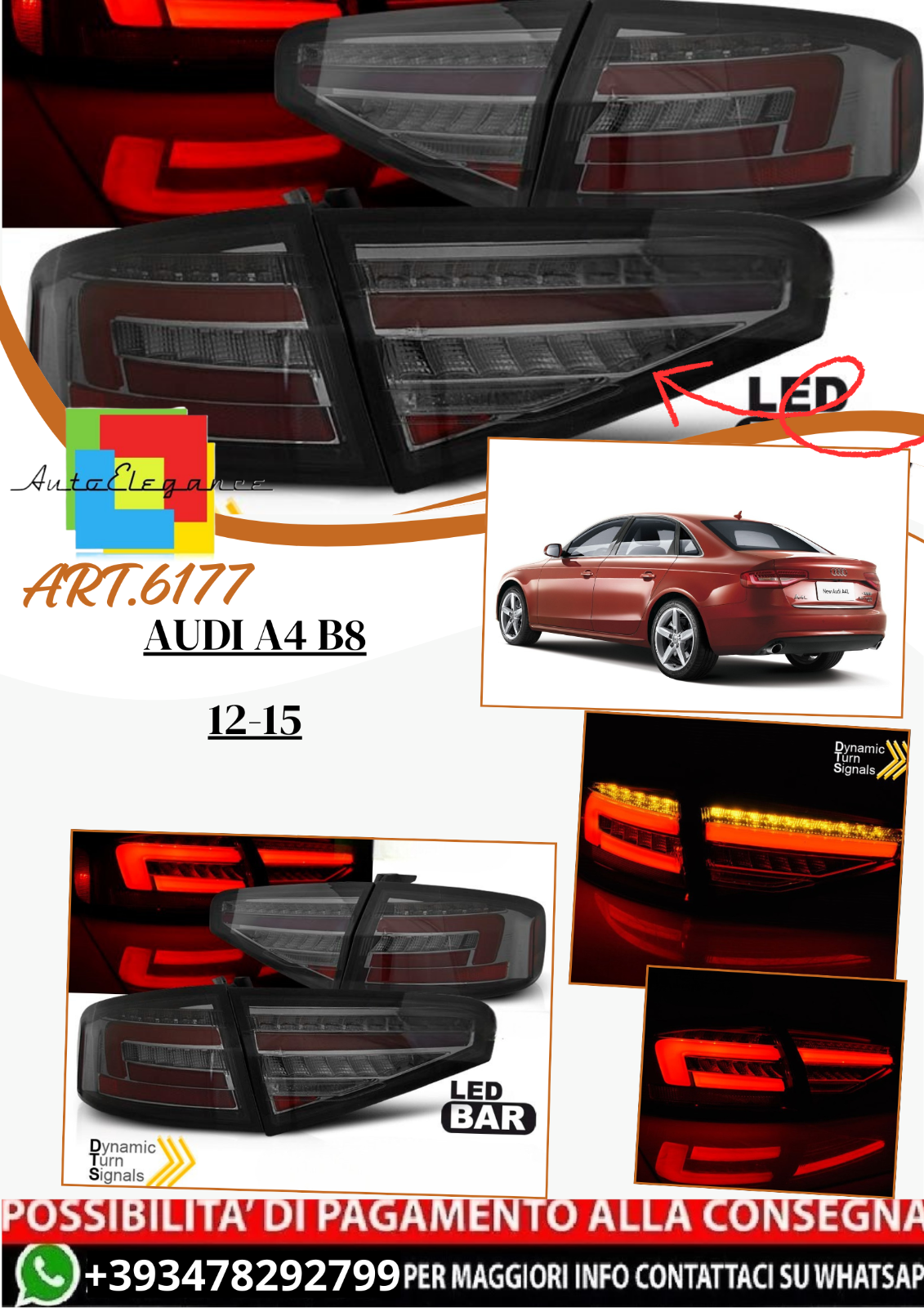 ART.6177 Piloto trasero OEM LED compatible con Audi A4 B8 2012–2015