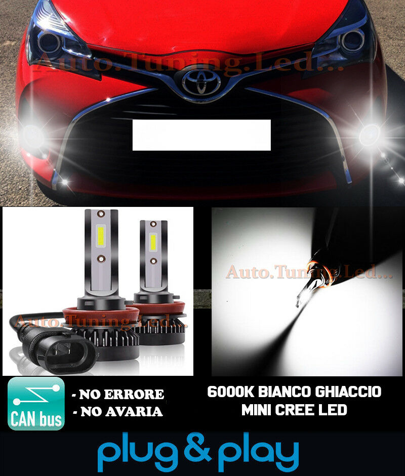 LAMPADE FENDINEBBIA A LED CREE TOYOTA YARIS III CAMBUS BIANCO GHIACCIO 8000LM