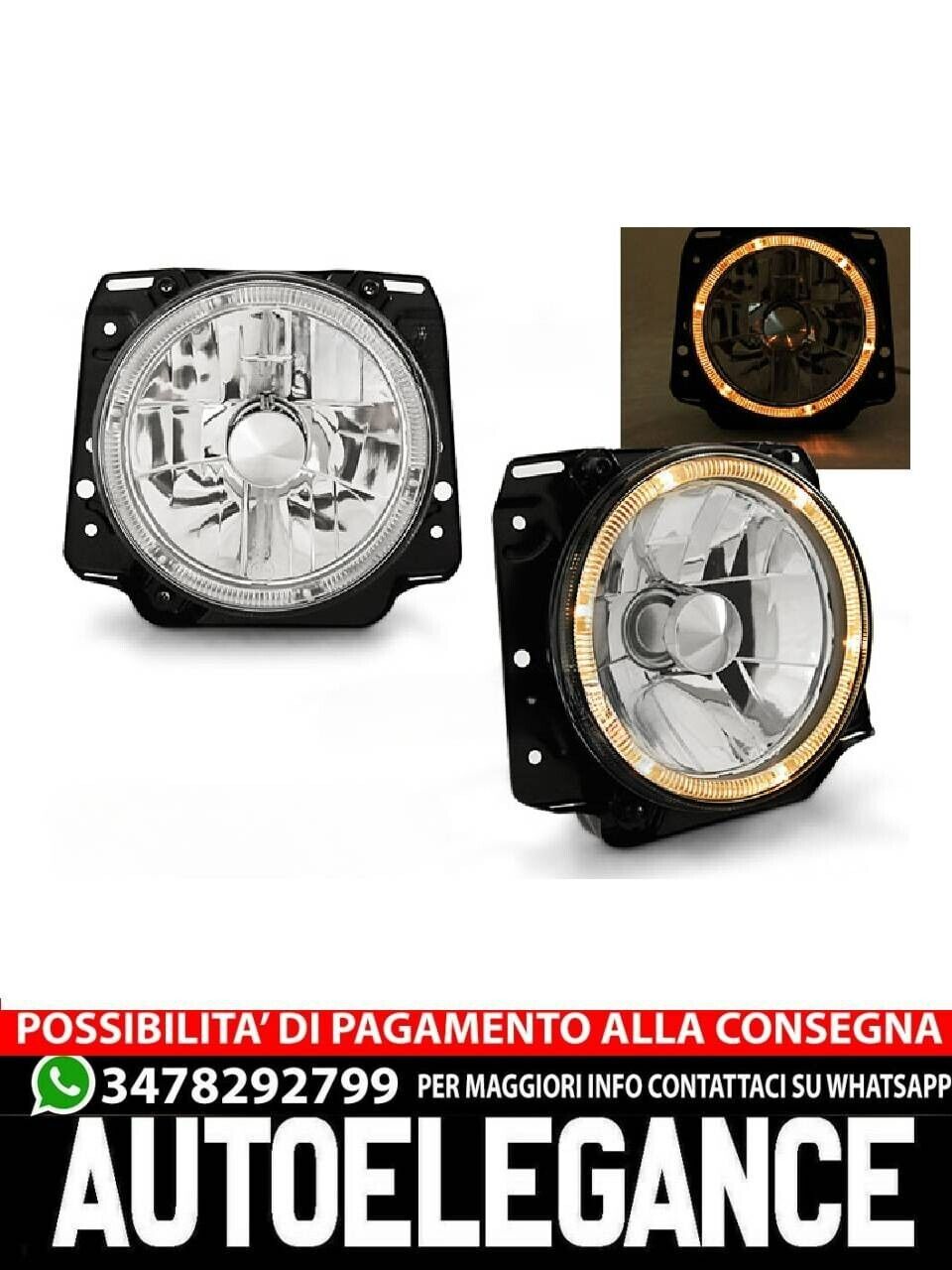 Scheinwerfer Vorne Angel Eyes Verchromt f&uuml;r VW Golf II 2 08.83-08.91