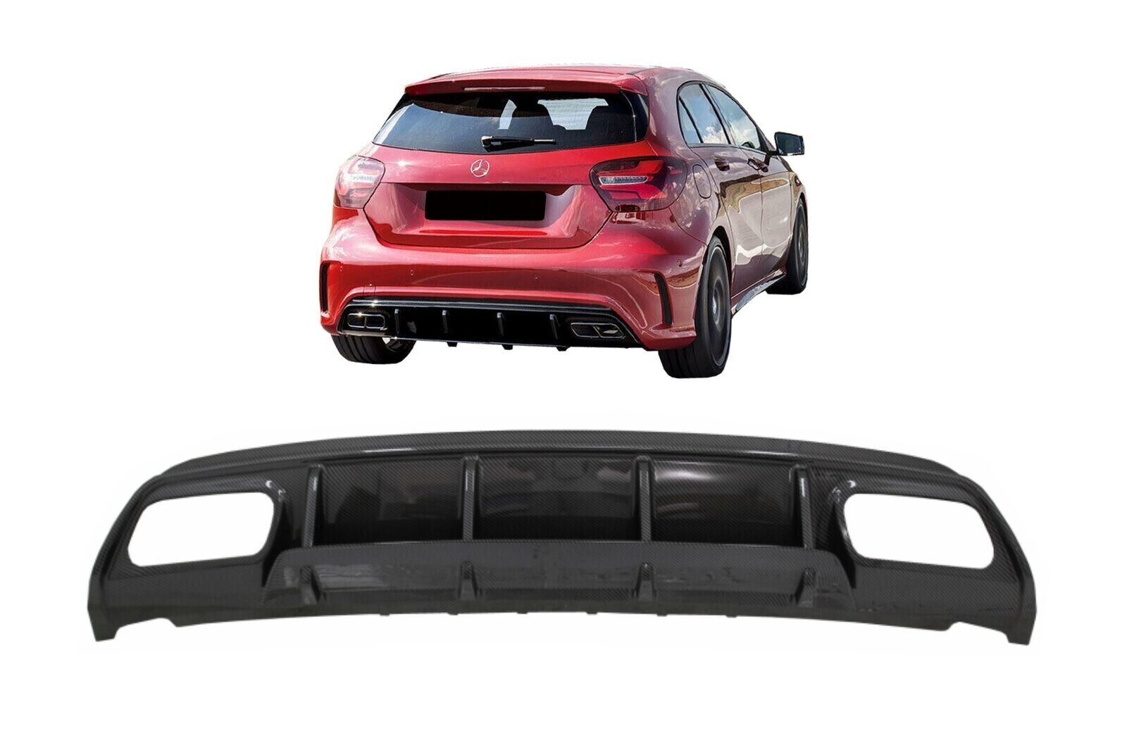 Diffusore per Mercedes W176 Classe A 13-18 A45 Facelift Look Carbonio