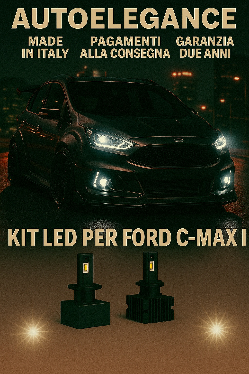 ❤?KIT LED D1S 6000K BIANCO GHIACCIO ANABBAGLIANTI PER FORD C -MAX❤?