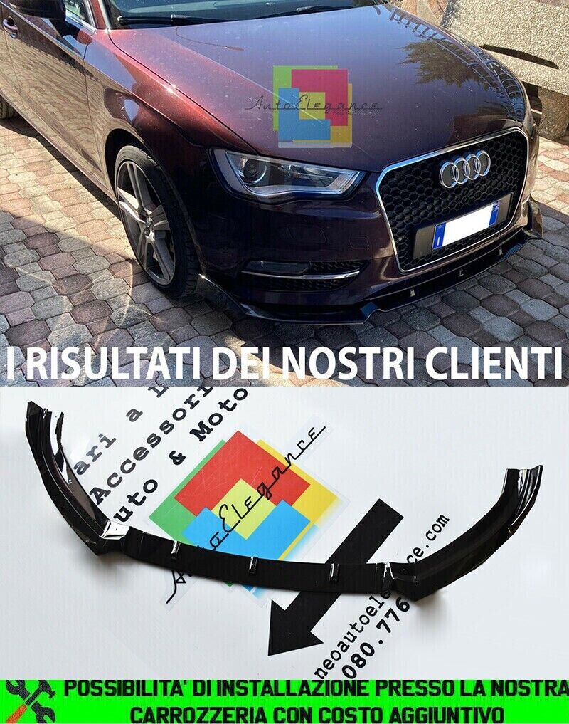 SPLITTER BAJO PARACHOQUES AUDI A3 8V 2012-2015 ABS SPOILER NEGRO BRILLO RS3 -1A-