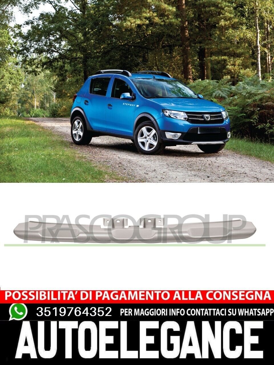 Spoiler CENTRALE Paraurti Prasco Anteriore Per Dacia Sandero  620729362R