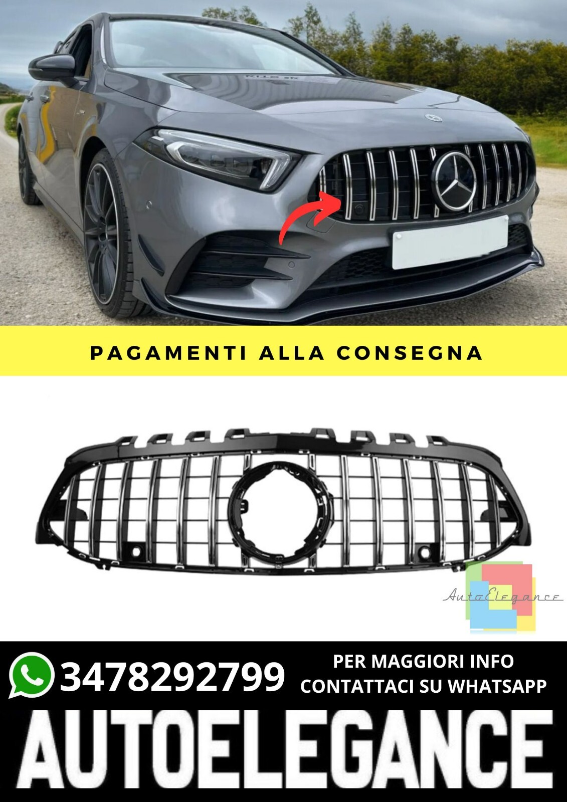 Griglia adatto per Mercedes A-Class W177 Hatchback Sedan 2018+ PANAMERICANA