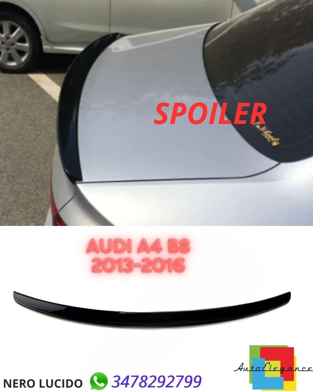 ?GL&Auml;NZENDER SCHWARZER SPOILER, GEEIGNET F&Uuml;R Audi A4 B8 2013-2016 ?