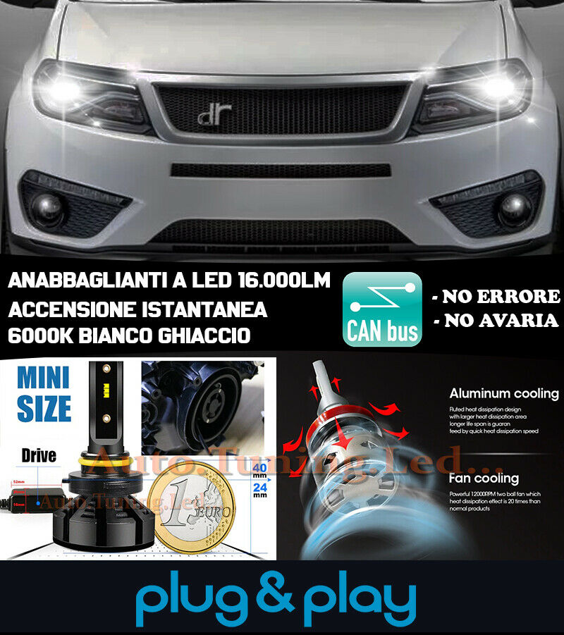 DR6 DR 6 LAMPADE ANABBAGLIANTI LED 16.000LUMEN CAMBUS
