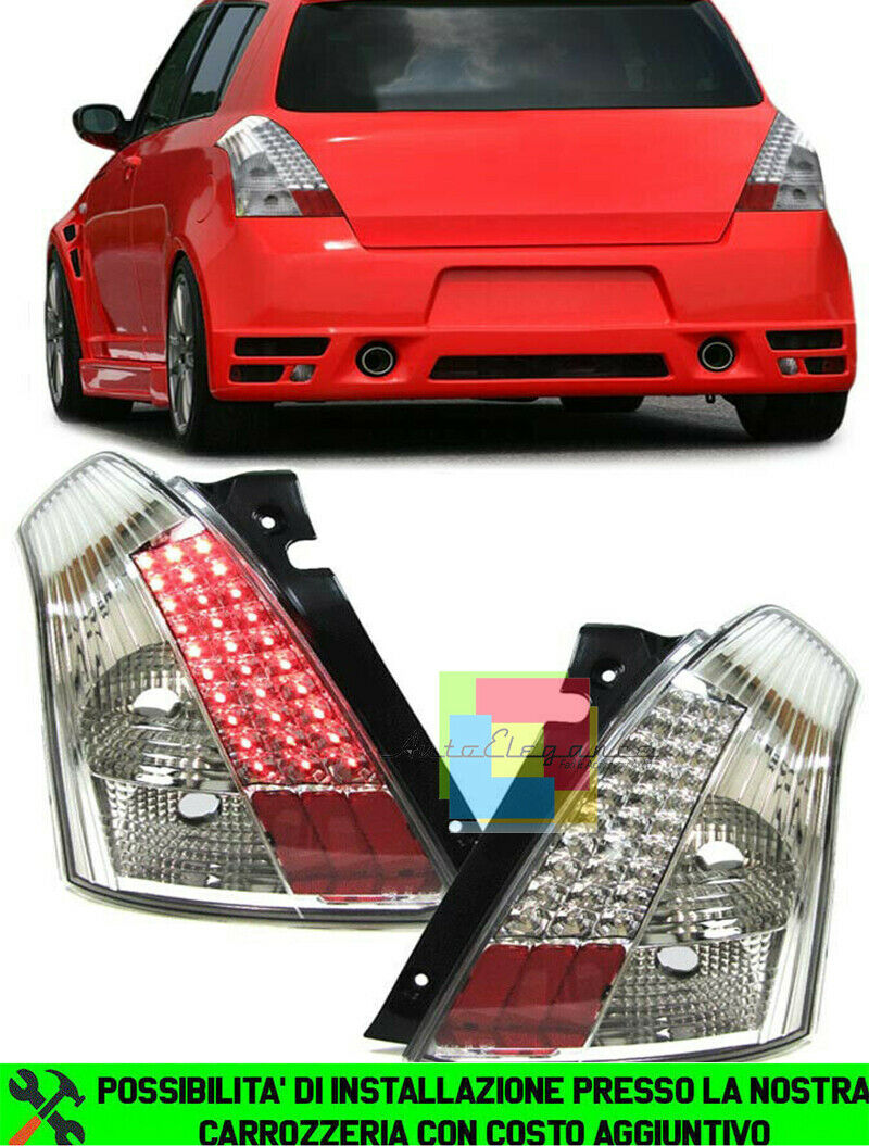 SUZUKI SWIFT III 2005-2010 FARI POSTERIORI CROMATO / TRASPARENTE LED FANALI