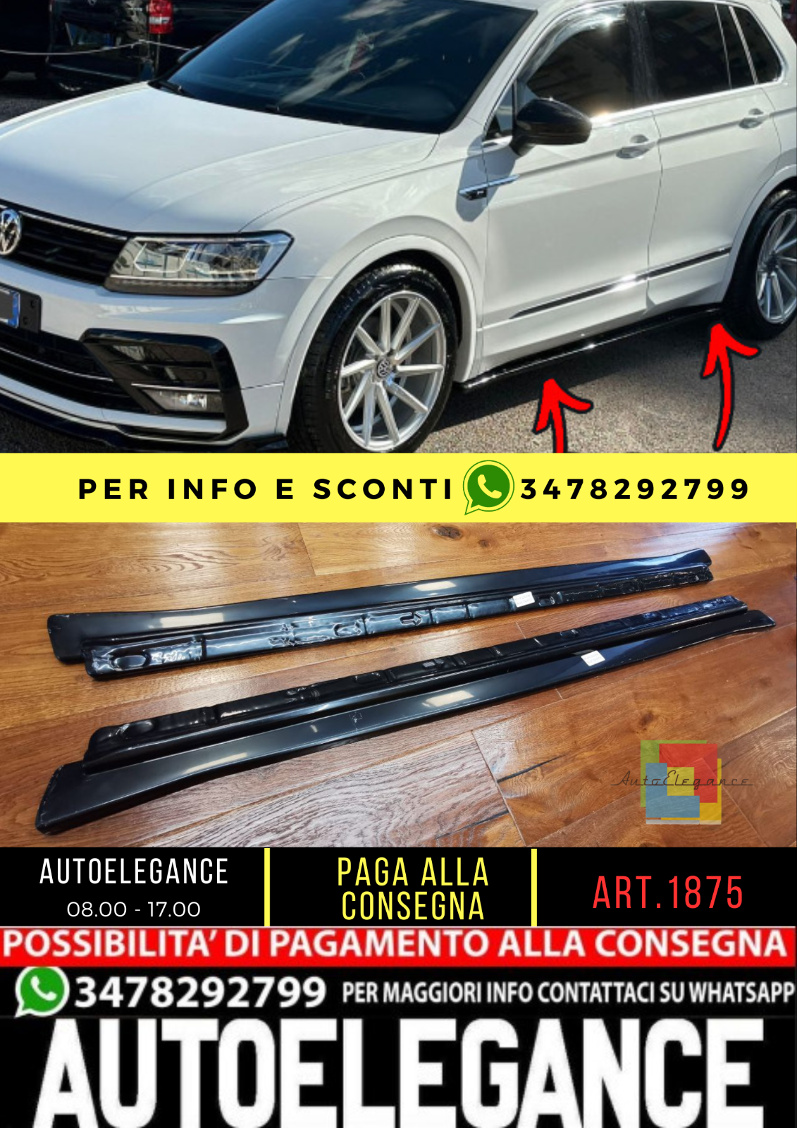 1875?Minigonne laterali adatti per VW Tiguan MK 2 R Line 15-20 2 Pcs) ?