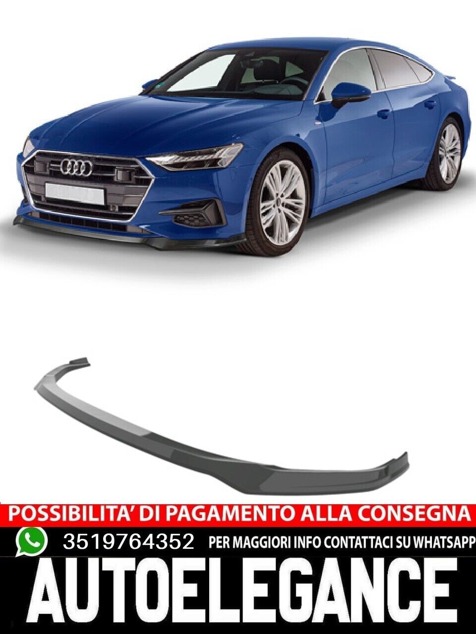 Spoiler divisor debajo del parachoques con ABE adecuado para Audi A7 C8 (4K)