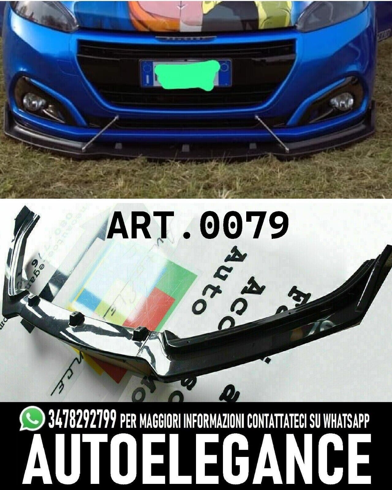 PARACHOQUES SPLITTER 3 PIEZAS ADAPTADO PEUGEOT 208 LOOK DEPORTIVO