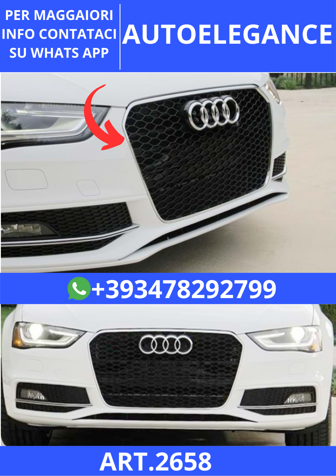 ART.2658 Rejillas Delantero RS4 Style Audi A4 2012 +