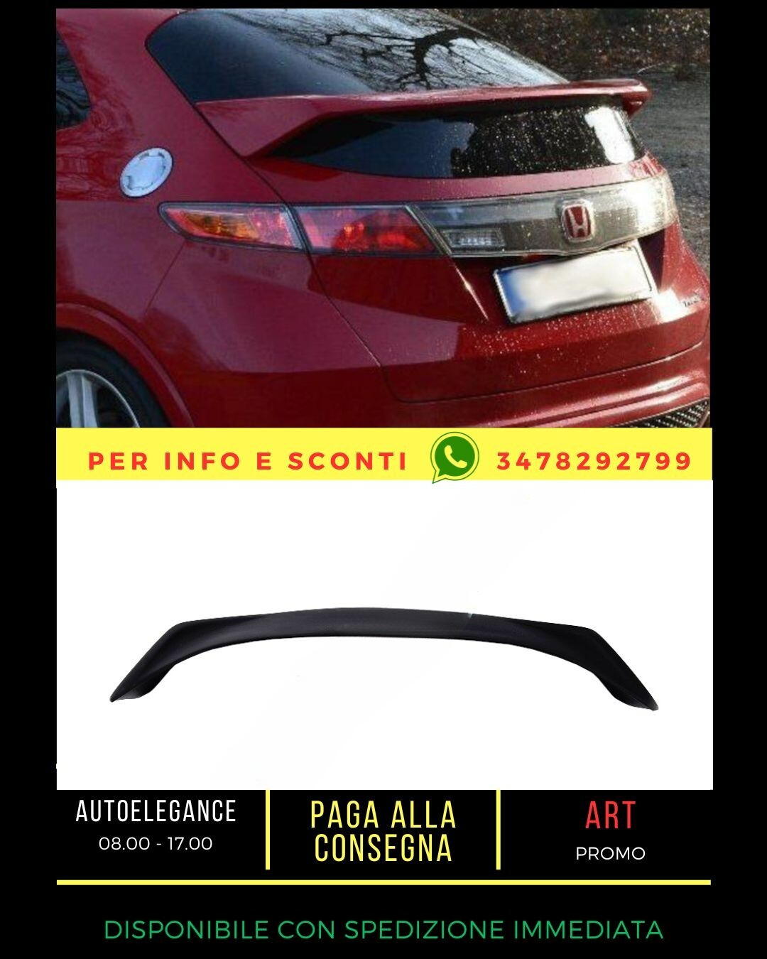 ?SPOILER ADATTO PER HONDA CIVIC 8 Hatchback 2006-2011?