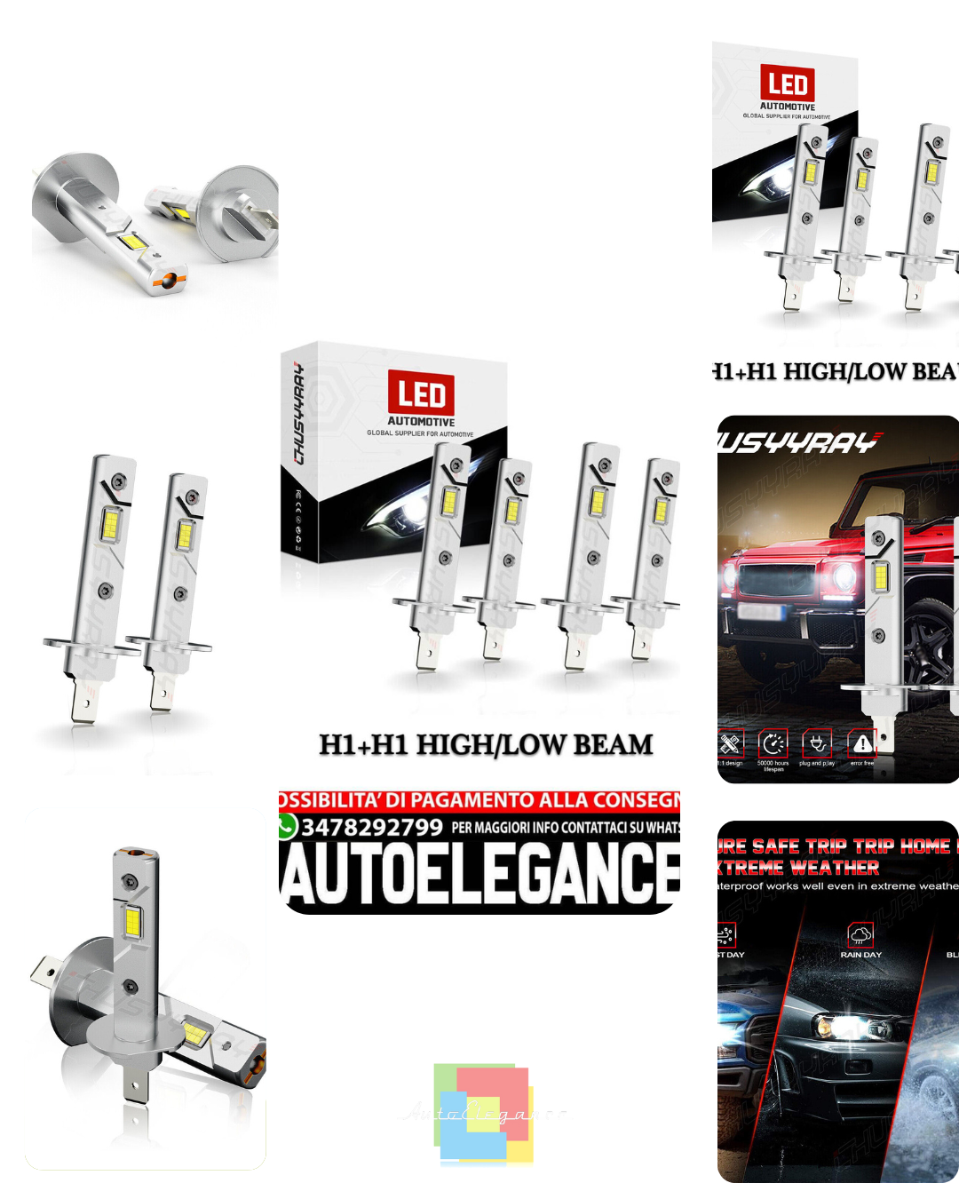 Para Pour Jaguar 02-08 -4X H1+H1 Set De Bombillas De Faros LED Hi / Le 6000K