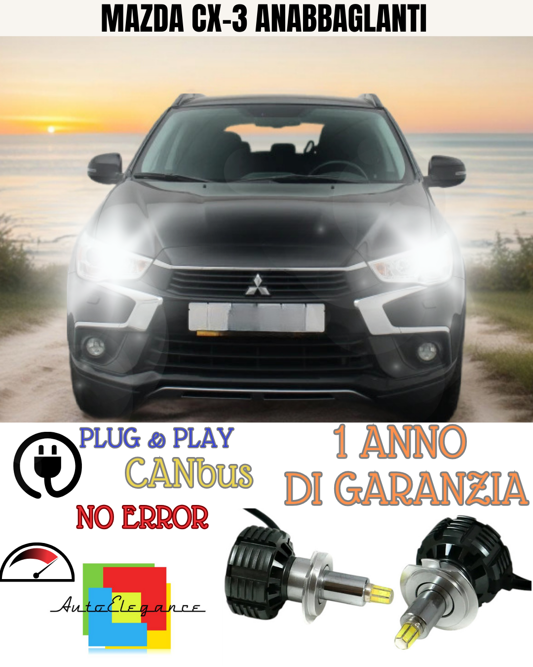 KIT FULL LED ANABBAGLIANTI H7 6000K CANBUS LENTICOLARI 360 MAZDA CX-3