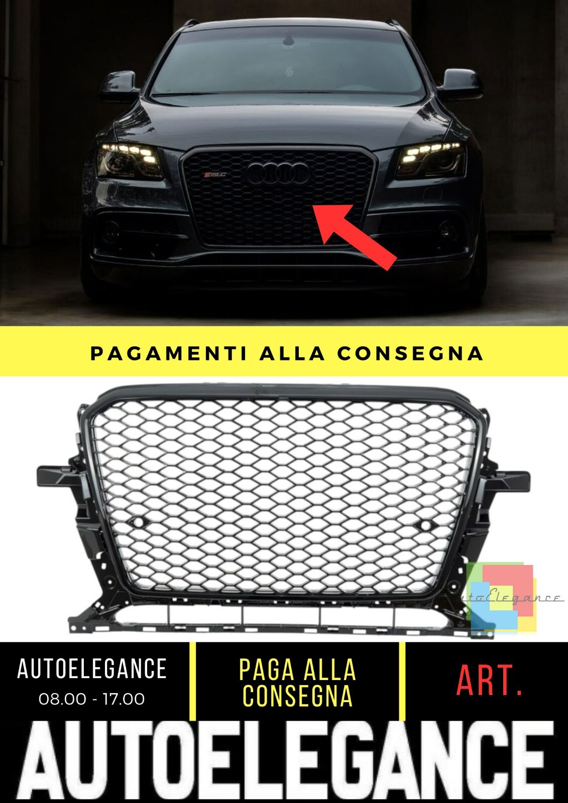 Griglia adatto per Audi Q5 (8R) Facelift (2012-2017) RS Look