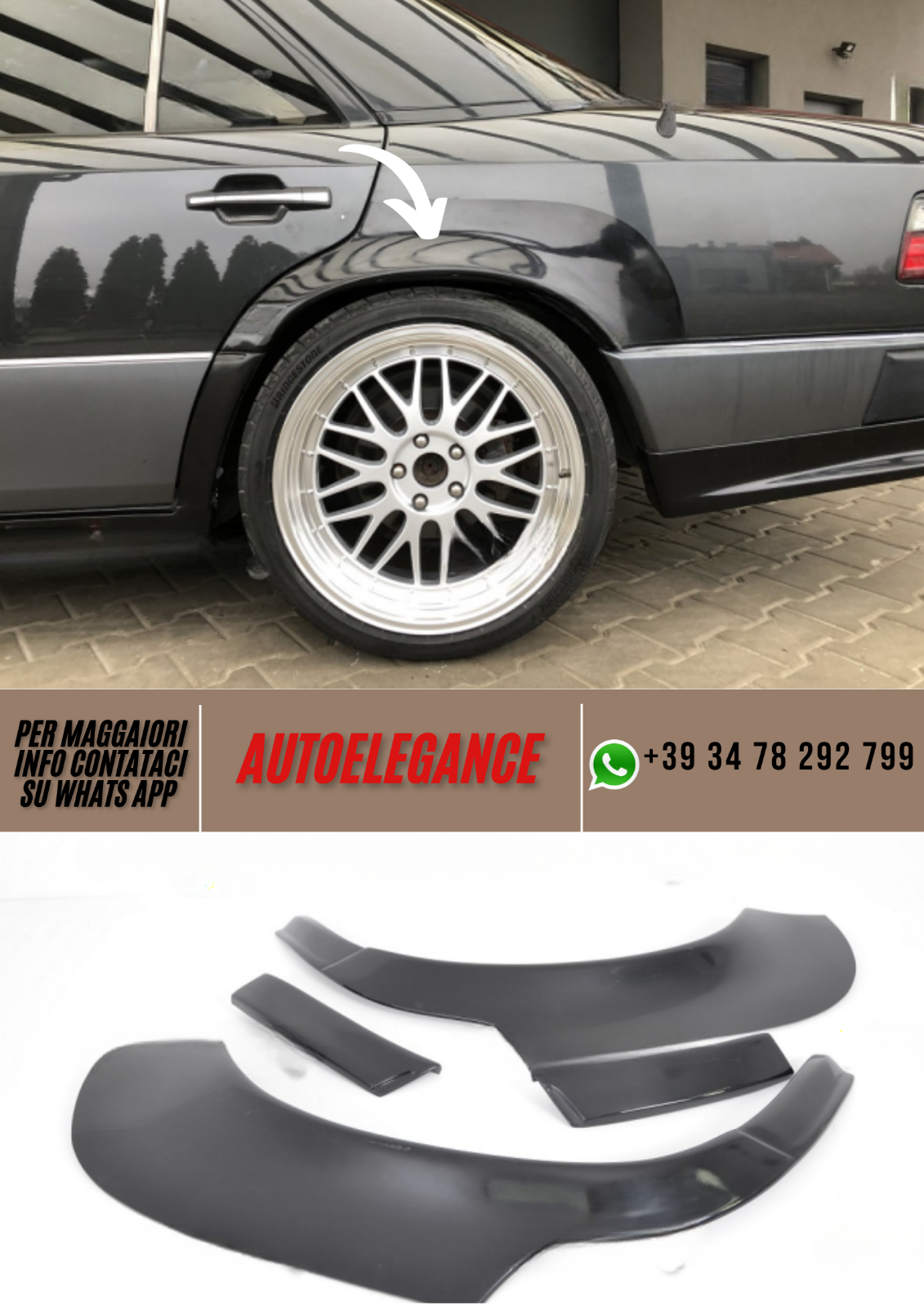 ?? Extensiones Guardabarros Trasero Compatible Con Mercedes W124 Estilo 500E ??