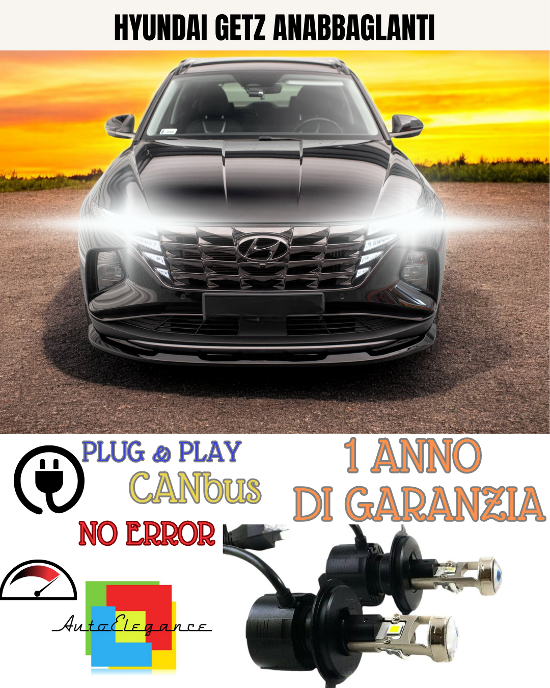 KIT BI-LED H4 HYUNDAI GETZ 18000 6000K ANABBAGLIANTI