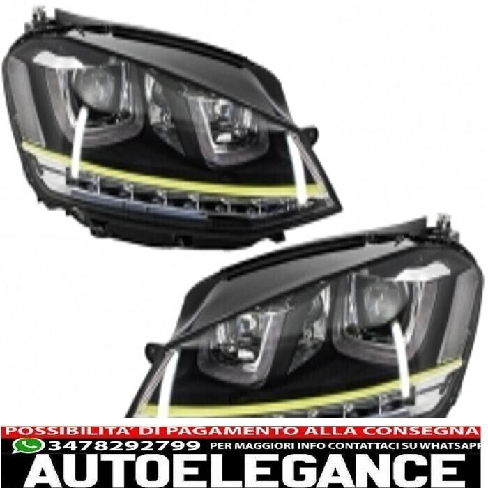 fari 3d led drl adatto per vw golf 7 vii (2012-2017) giallo r400 look led turn l