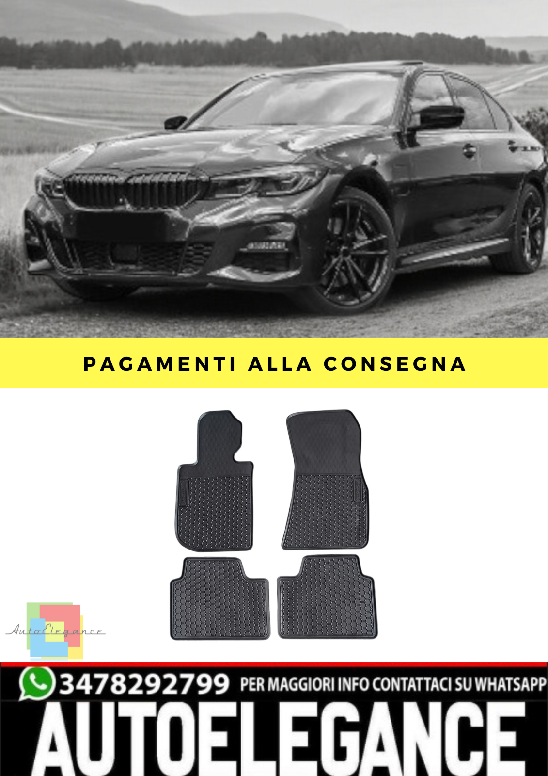 ??Tappetini in gomma per auto Set Premium nero per BMW G20 Limousine serie 3 ??