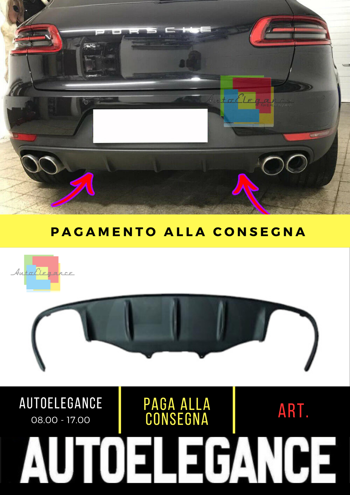 ⭐Copertura, Paraurti Posteriori ADATTO PER Porsche Cayman   14-18 SPORT-OPTIK ⭐
