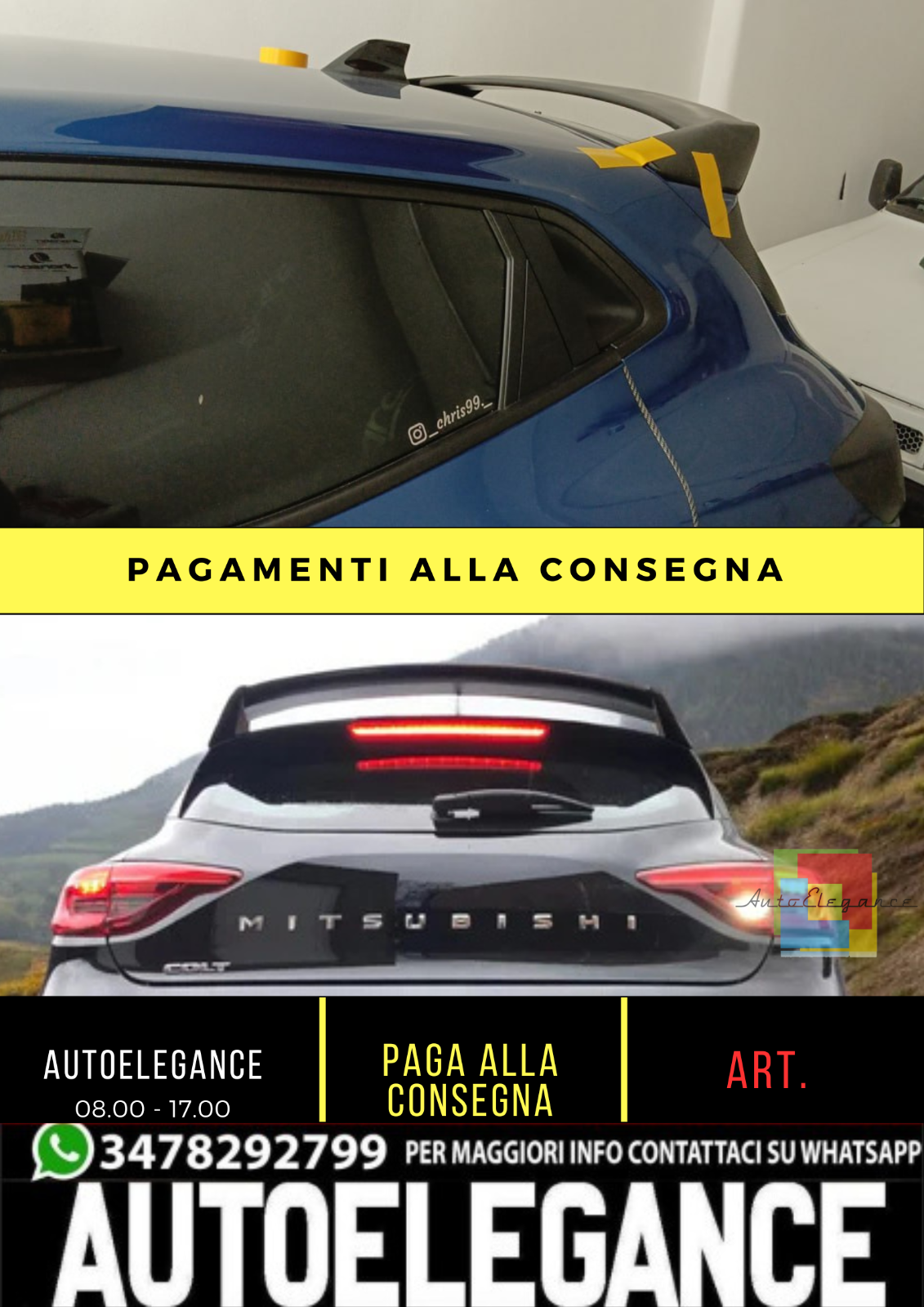 ? Spoiler sul tetto ADATTO PER Mitsubishi Colt 2023- / Renault Clio Mk5 2019- ?