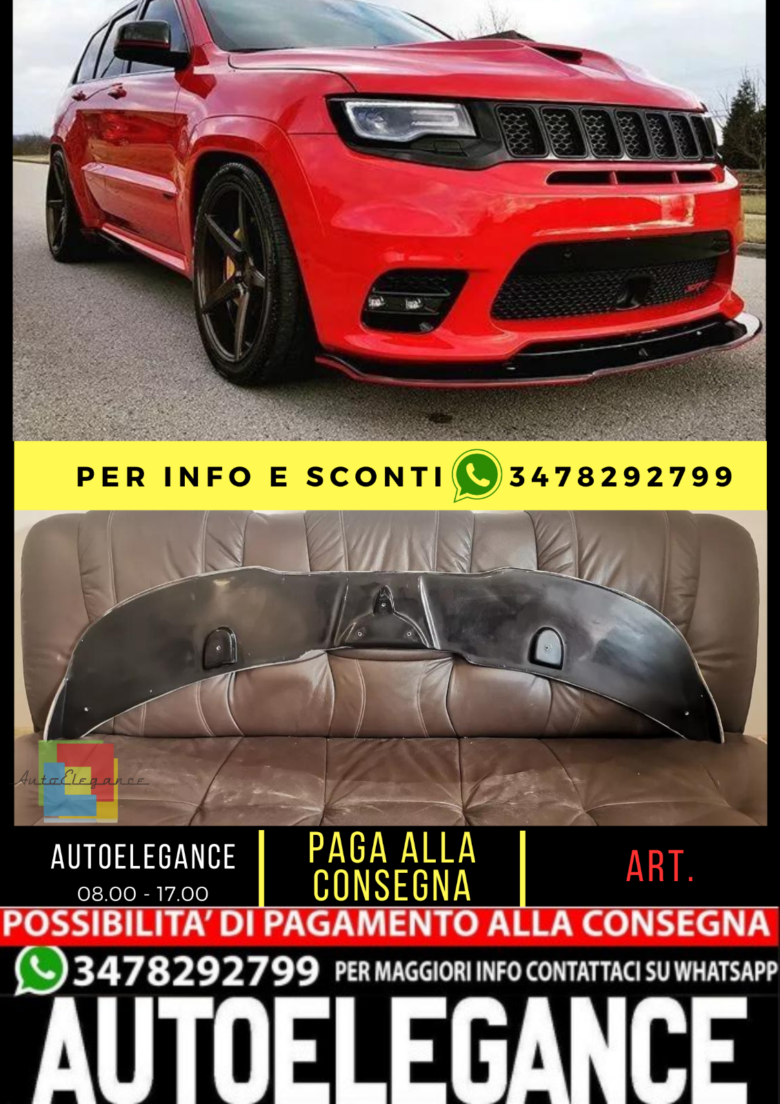 Splitter anteriore adatto Jeep Grand Cherokee SRT 17-2021