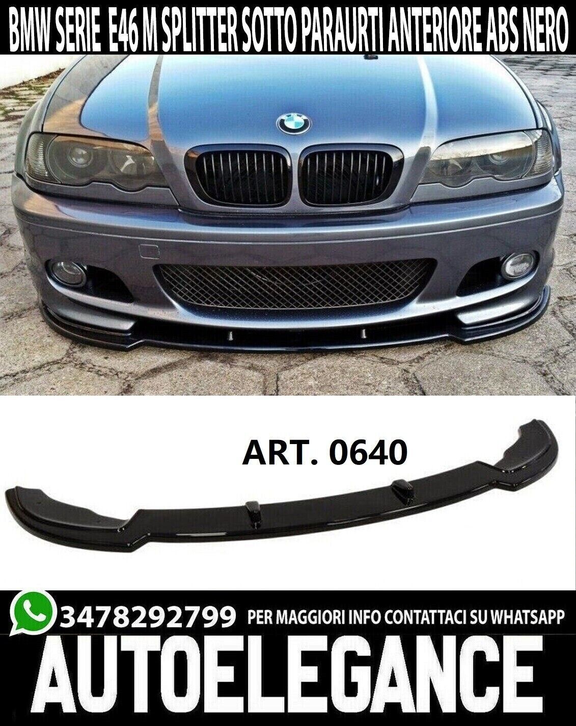 BMW 3er E46 M3 Blech unter der vorderen Sto&szlig;stange, ABS-Splitter, schwarz gl&auml;nze