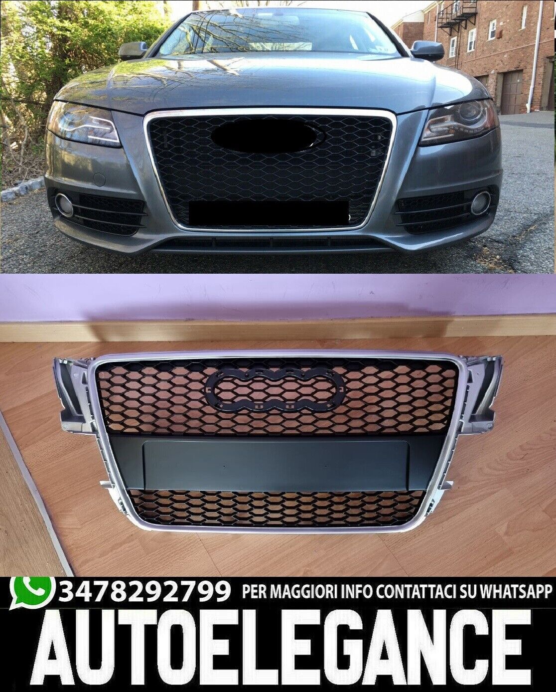 GRIGLIA ANTERIORE AUDI A5 8T 2007-2011 CALANDRA RS5 NIDO D'APE CROMO QUATTRO