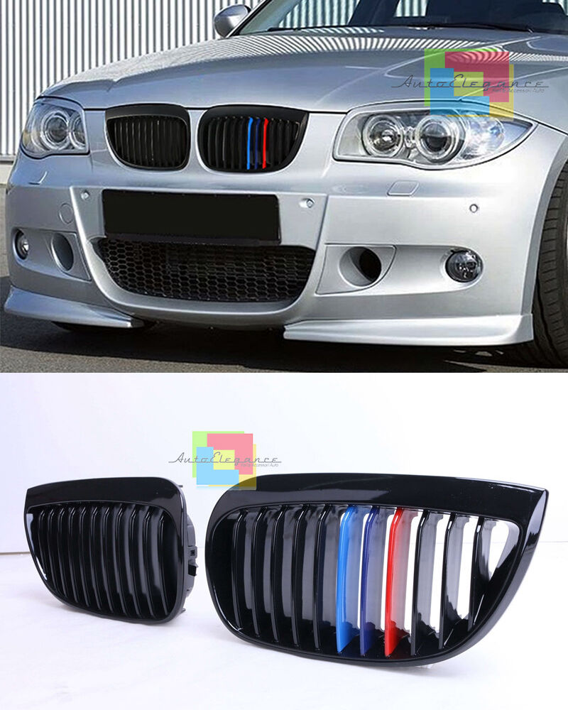 BMW SERIE 1 E87 E81 2004-2007 CALANDRA 3 COLORI GRIGLIA ANTERIORE NERA - LOOK M