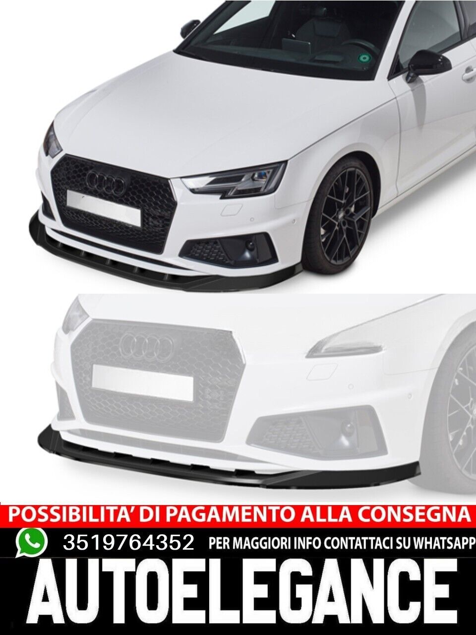 Spoiler splitter sottoparaurti con ABE adatto per Audi A4 B9