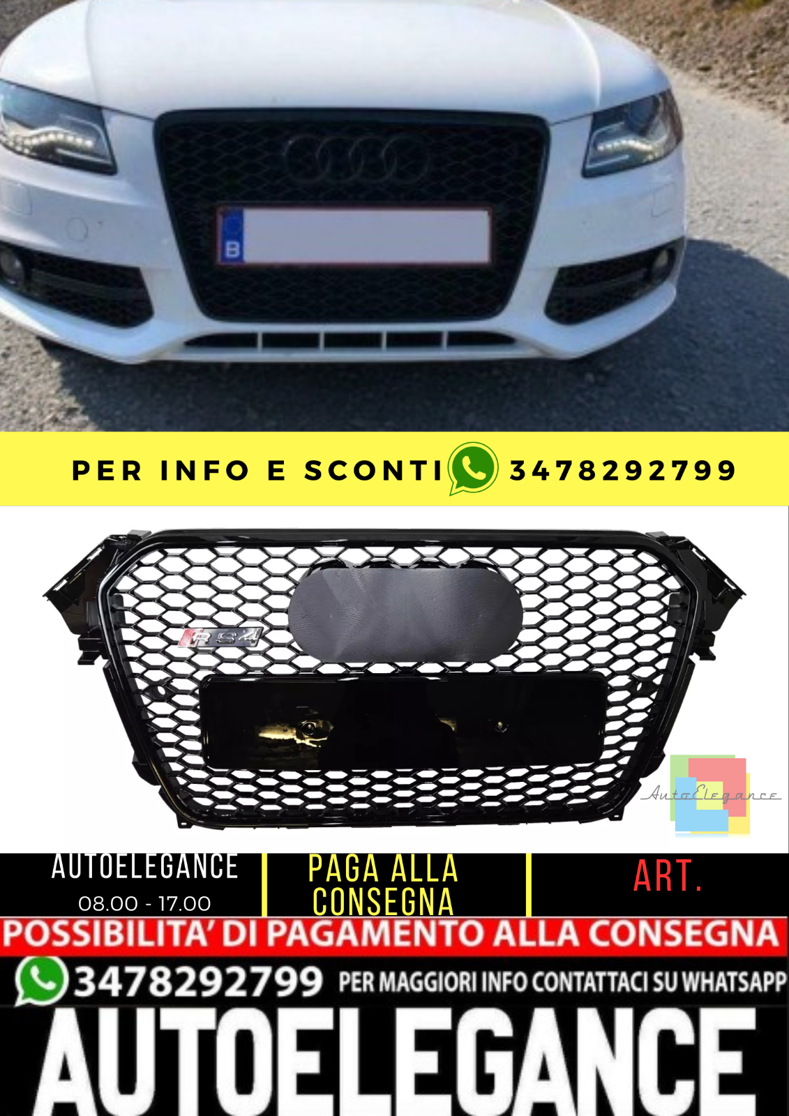 ⭐ Audi A4 B8 2012 - 2016 griglia radiatore look RS4- ⭐