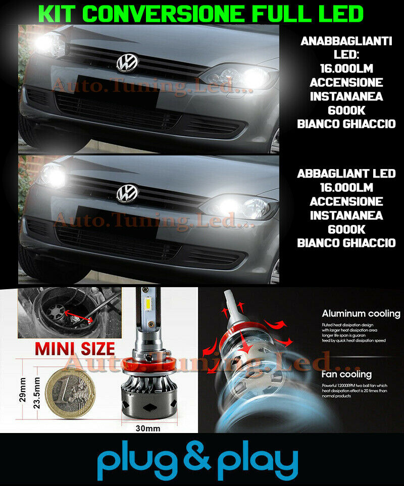 VW Golf Plus Ampoules Croisement Route LED 16.000LM