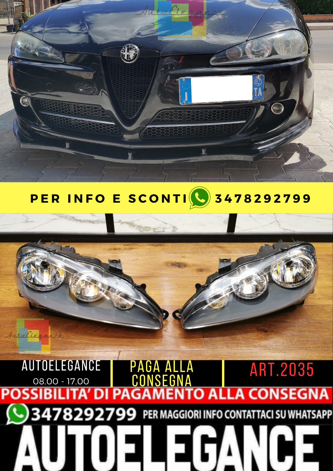 ⭐2035 coppia fari adatto per alfa romeo 147 restyling neri⭐
