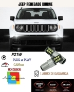 COPPIA LUCI DIURNE DRL 15 LED P21W BAY15D CANBUS JEEP RENEGADE 6000K NO ERRORE