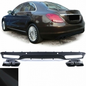 Diffuseur Arrière Avec Terminaux D’Échappement Noir Adapté pour Mercedes W205