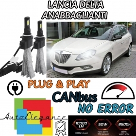 KIT FULL LED LANCIA DELTA LAMPADE LED H7 6000K BIANCO GHIACCIO NO ERROR