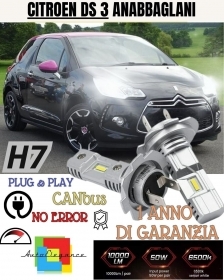 KIT LED H7 CITROEN DS 3 DS3 6000K BIANCO 6000 LUMEN CANBUS ANABBAGLIANTI