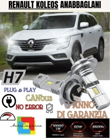 KIT LED H7 PER RENAULT KOLEOS MK1 6000K BIANCO 6000 LUMEN CANBUS ABBAGLIANTI.