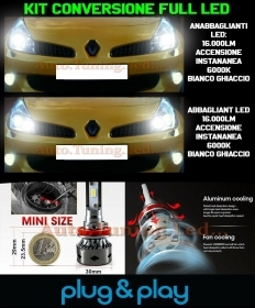 Ampoules Croisement + Route LED 16.000LM Pour Renault Clio III Lenticulaire