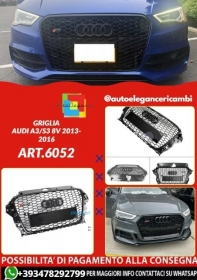 💕ART.6052 GRIGLIA NERA NIDO D'APE ADATTA PER AUDI A3/S3 8V 2013-2016 LOOK RS3💕
