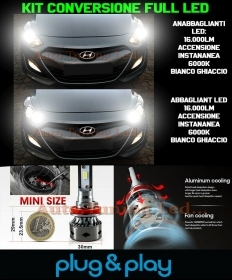 HYUNDAI I30 II KIT LED LAMPADE ABBAGLIANTI H7 + ANABBAGLIANTI H7 16.000