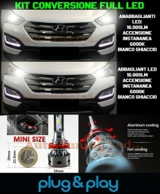 Ampoules Croisement + Route LED 16.000LM Pour Hyundai Santa Fe MK3