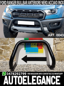 Bull BAR Negro Para Ford Ranger 2015+ Abajo Parachoques Delantero Inox Diseño