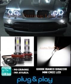 BMW X5 E53 99-02 LAMPADE FENDINEBBIA H3 LED CAMBUS BIANCO GHIACCIO 8000LM