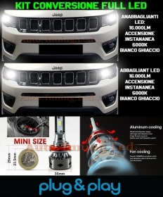 Ampoules Croisement + Route LED 16.000LM Pour Jeep Compass II