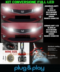 Ampoules Croisement + Route LED 16.000LM pour Honda Civic VIII