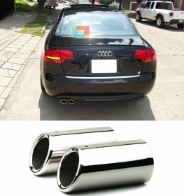 TERMINALI DI SCARICO CROMATI ACCIAIO INOX LOOK SLINE PER AUDI A4 B7 2004-2007