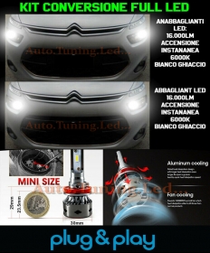 Ampoules Croisement + Route LED 16.000LM Pour Citroen C4 Picasso