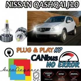 KIT FULL LED H7 PER NISSAN QASHQAI J10 RESTYLING 6000K 9600 LUMEN + PORTALAMPADE